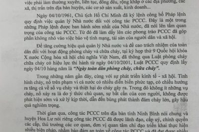 Bài tuyên truyền Công tác PCCC 04/10/2023